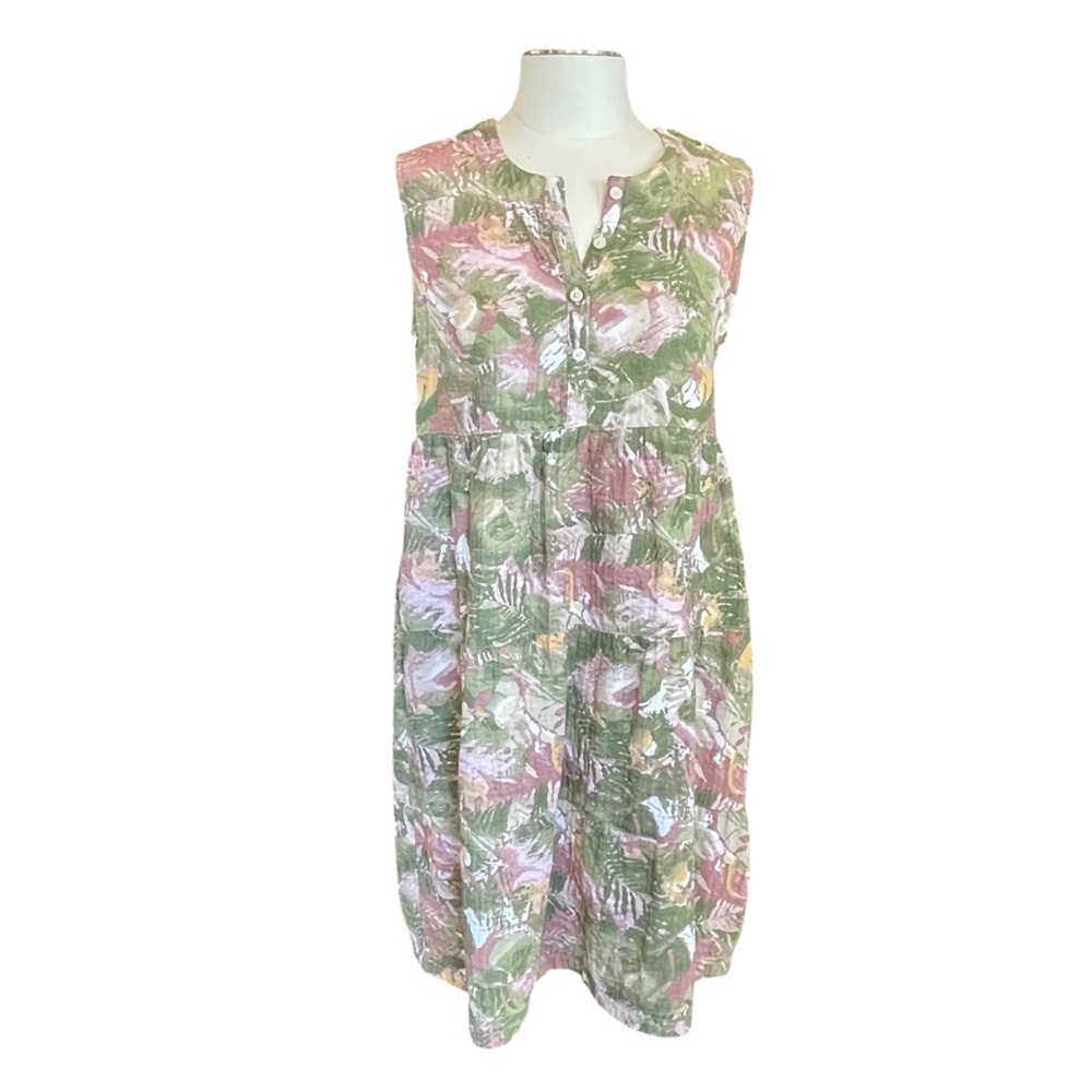 Columbia Crimson Point Breezy Tiered Dress Foliage Print Trapeze Fit